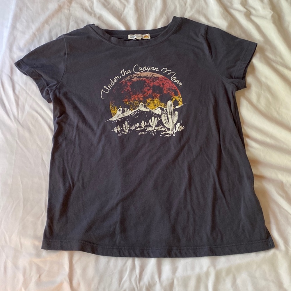 navy blue, under the canyon moon, Aeropostale shirt.